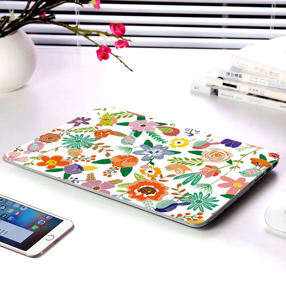 Plastic protective shell with flower pattern for Apple MacBook Air and Retina laptops