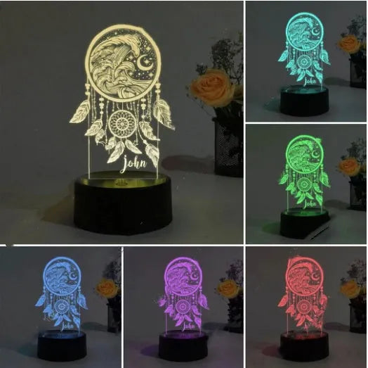 Black base dream catcher night light with colourful LED effects and remote control