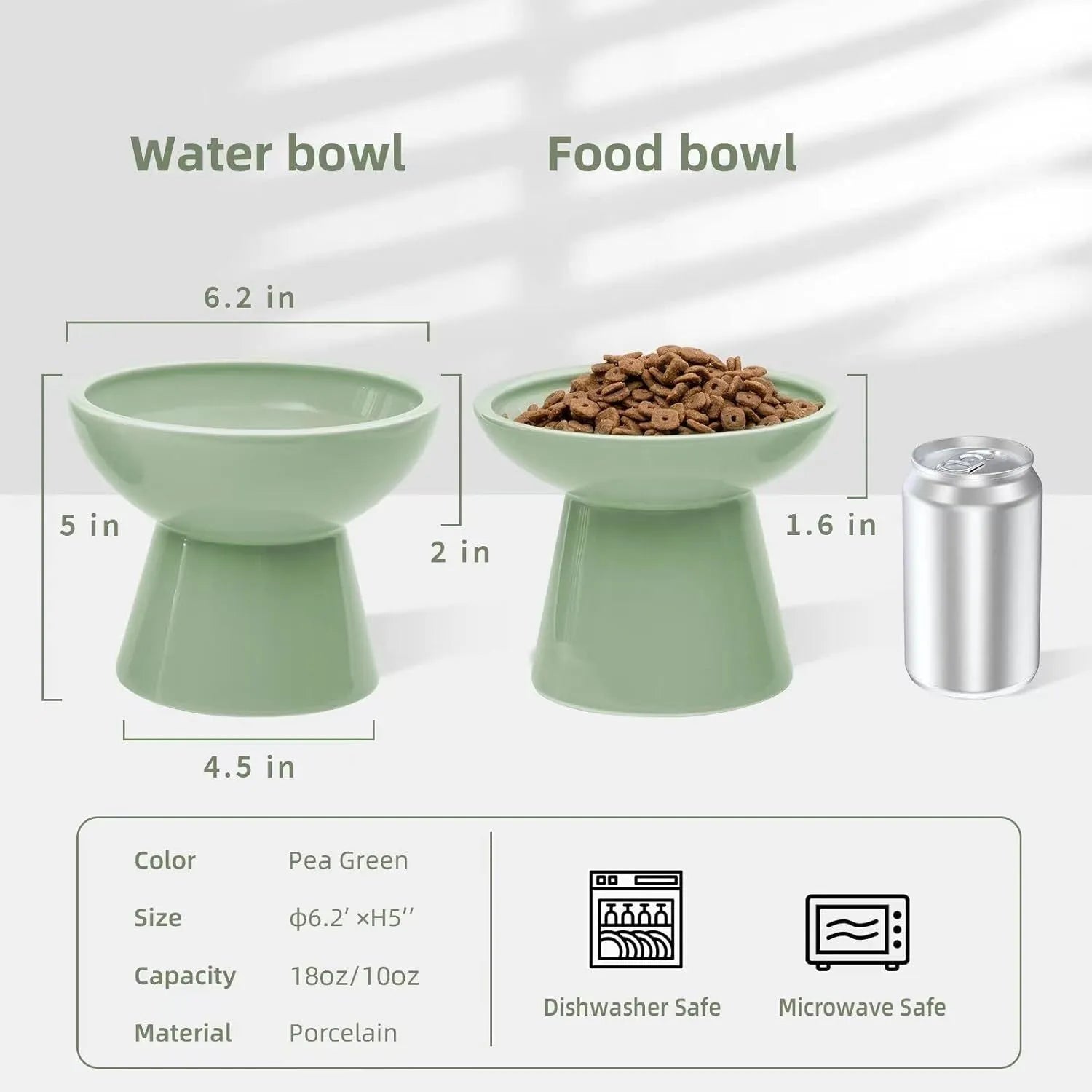 Ceramic elevated cat food bowl in blue with wide 16cm diameter and 12cm height