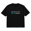 Men's black t-shirt with 3D digital printed cartoon pattern, loose fit with round neckline