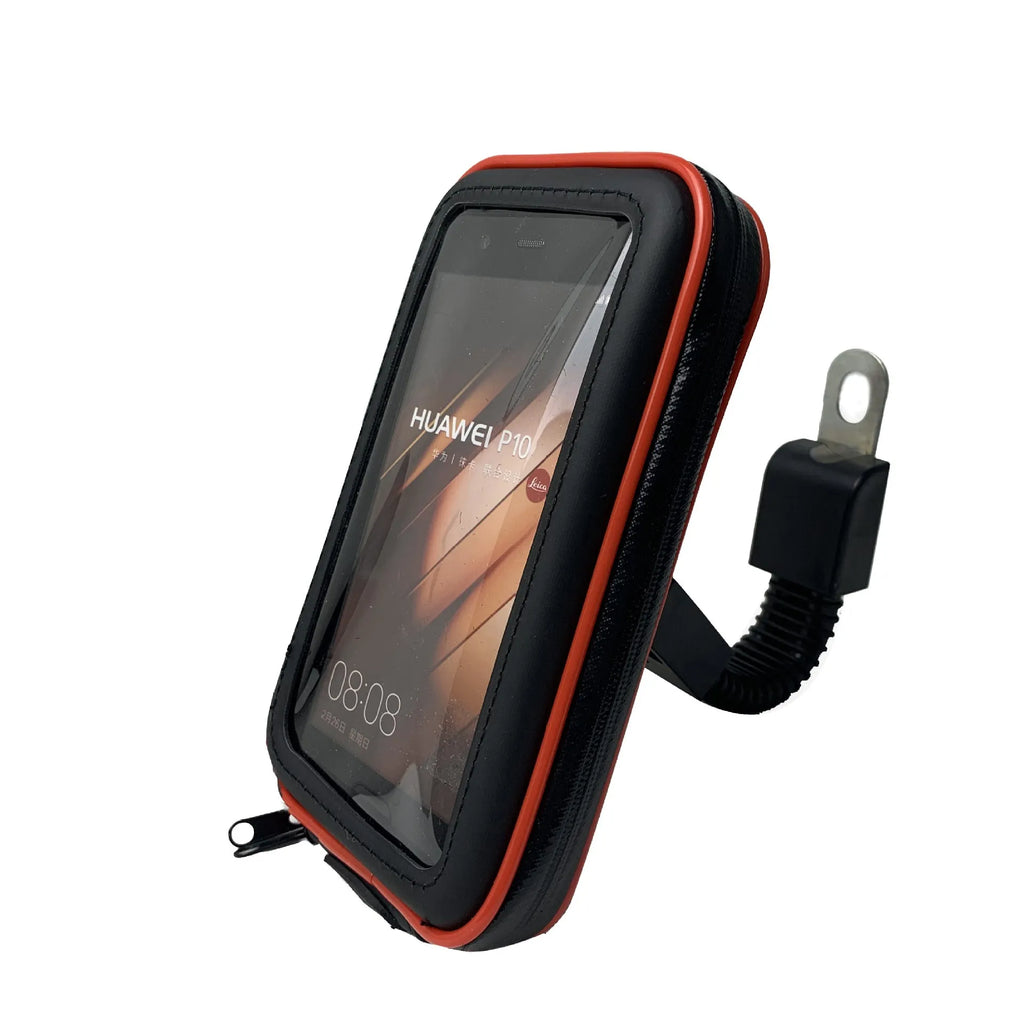 Black synthetic leather riding mobile phone stand bag fits 6.5 inch phone cycling waterproof navigation