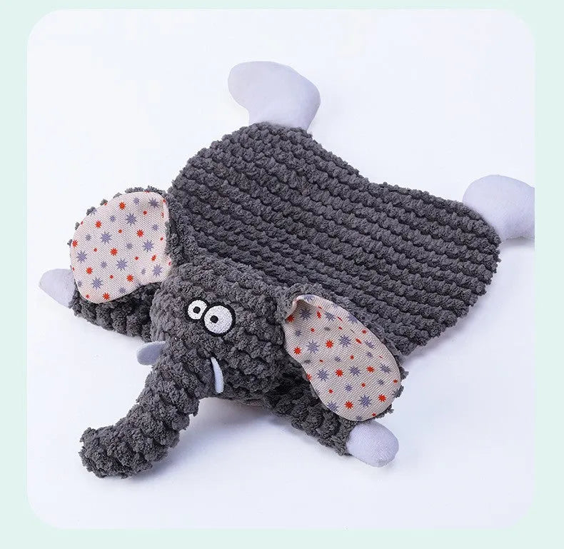 Brown velvet pet stuffed toy with squeaker for dogs and cats.