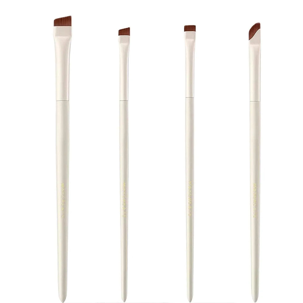 Four angled eyeliner and brow brushes with ultra thin bristles in a leather case