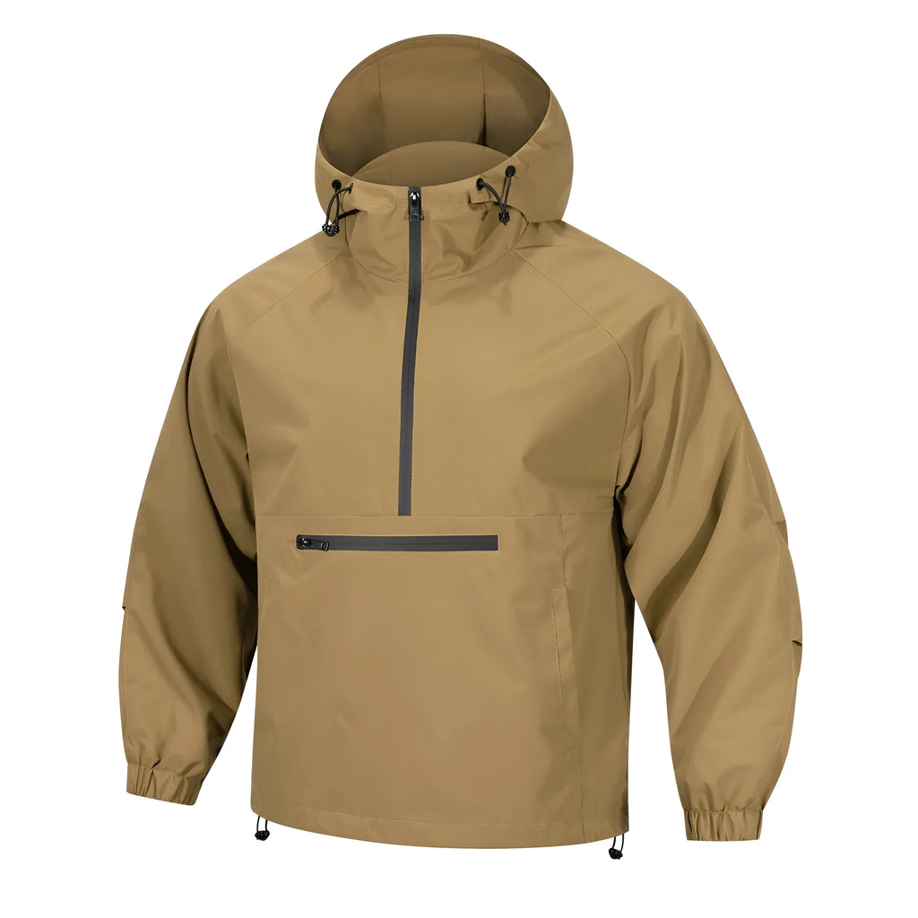 Men's loose half-zip hooded corduroy jacket in Korean style with rabbit fur lining