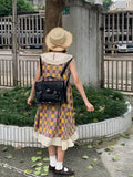 Black oil wax PU leather college style messenger bag for women with crossbody design