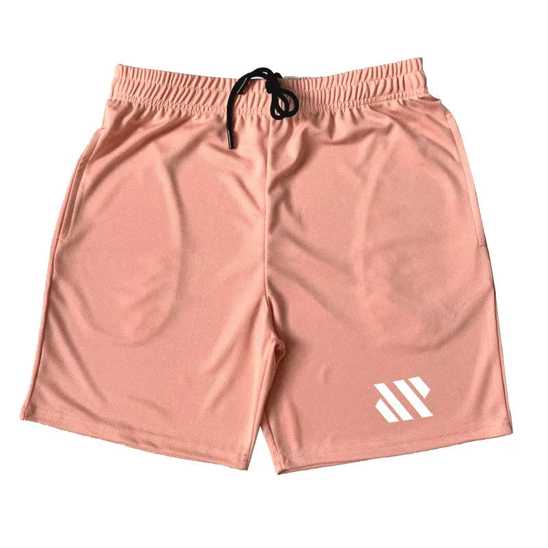Metal silk fabric sports shorts in loose running style on a hanger, shown in army green colour.