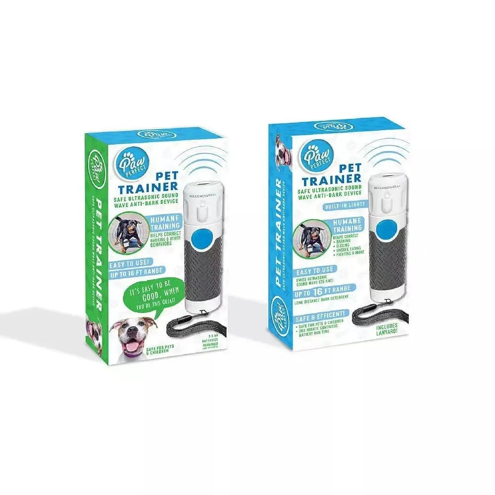 White ultrasonic dog bark stop trainer handheld device for behaviour control