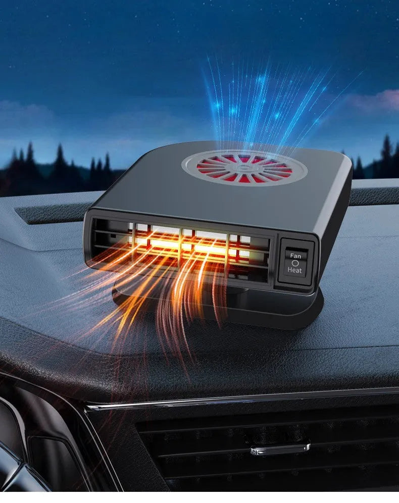 Black vehicle-mounted heater with adjustable vents for car defrosting and defogging