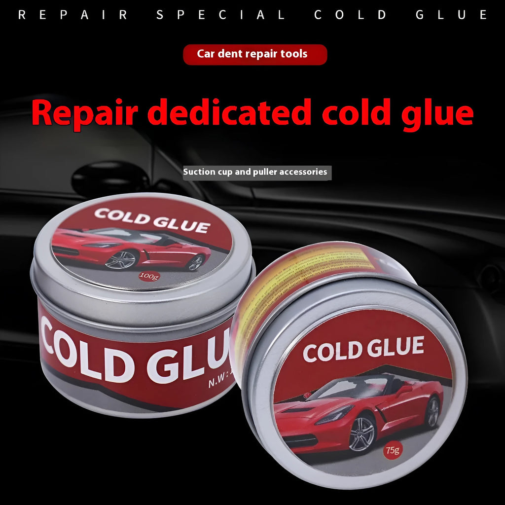 Automobile repair cold glue for dent and depression repair in 75g and 100g container sizes