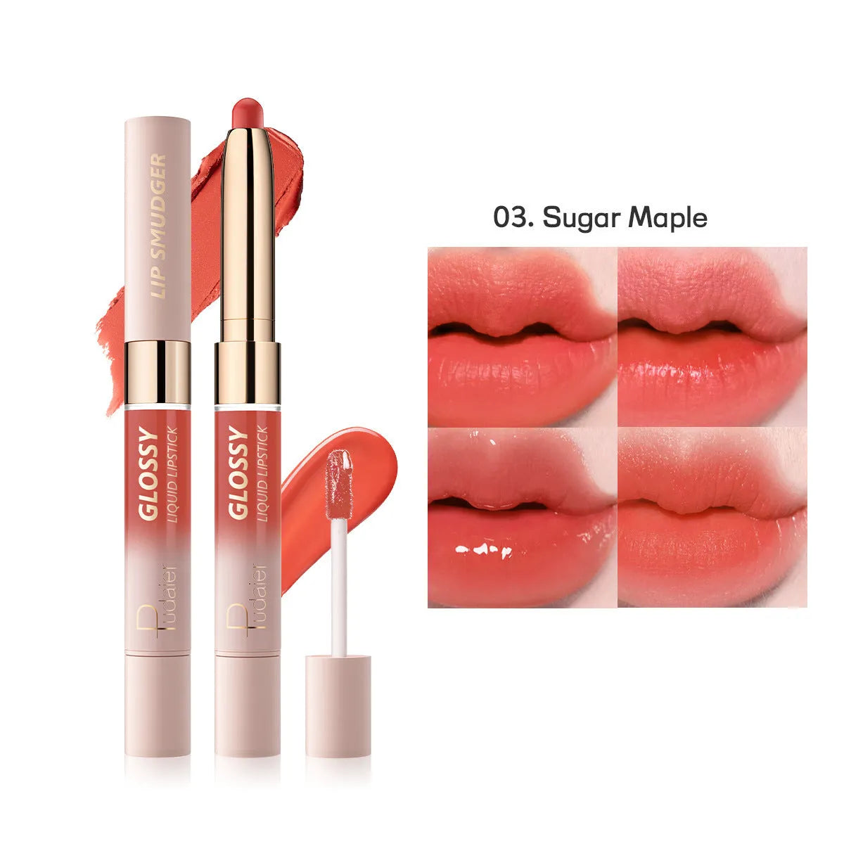 Double-headed lipstick compact with matte finish in 10 colour options