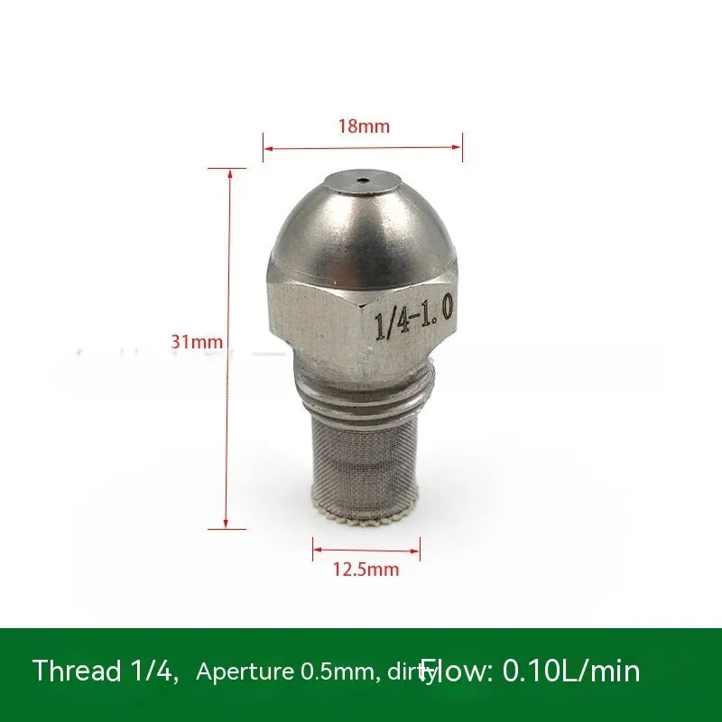 304 stainless steel fine atomisation spray nozzle with ten aperture sizes and external thread connection