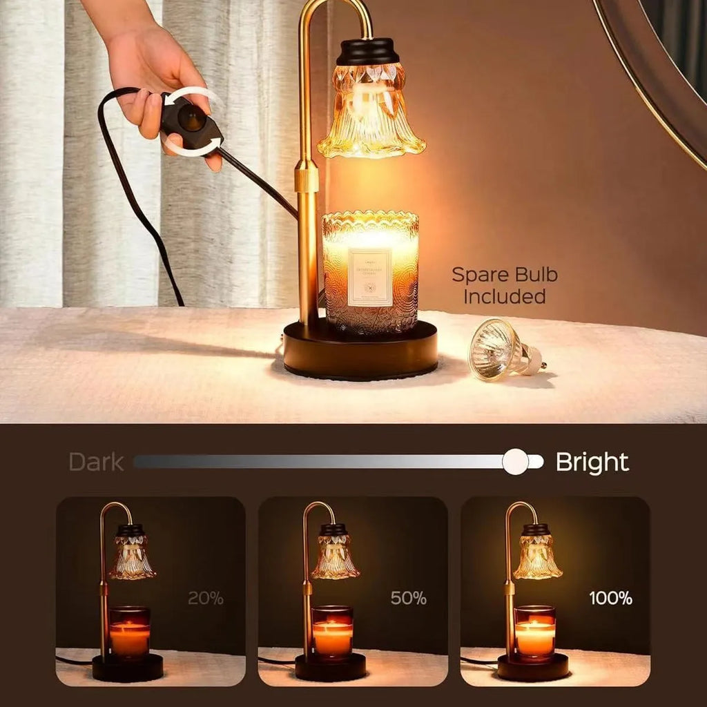 Bamboo electric wax melting lamp with international voltage compatibility up to 30.5cm tall