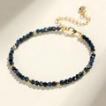 Blue tourmaline beaded bracelet with 3mm stones and spacer bead sections