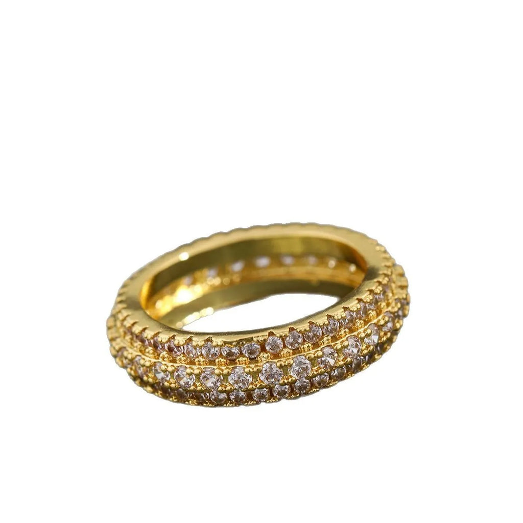 Geometric engagement ring with triangle zircon gang drill pattern on copper with choice of plating colours