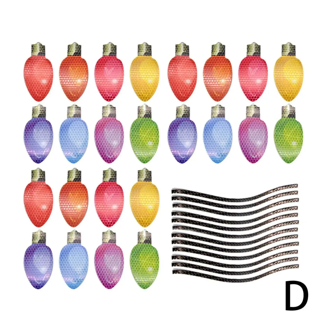 Reflective magnetic Christmas light bulbs with white honeycomb material on metal surface
