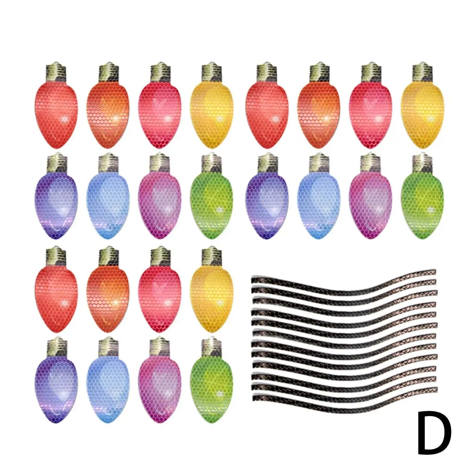 Reflective magnetic Christmas light bulbs with white honeycomb material on metal surface
