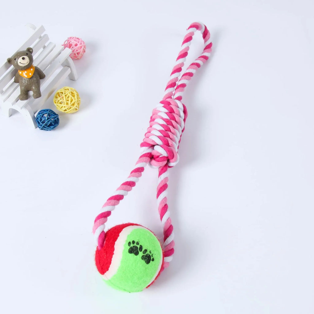 38cm red and white cotton rope dog toy for medium to large breeds