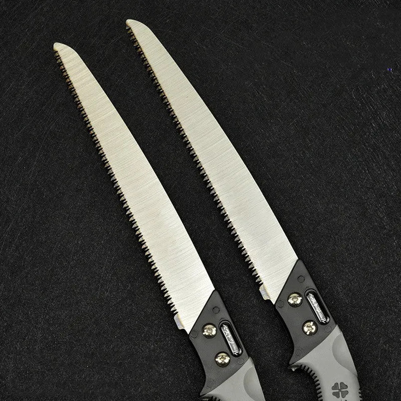Japanese-style two-tone waist saw with 460mm length and 1.2mm thick blade for tree cutting and woodworking