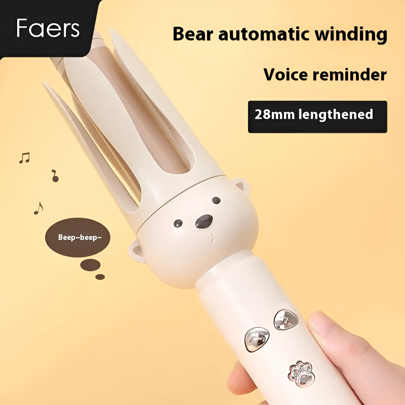 Beige anion automatic hair curler FS-H208 with negative ion technology and UK plug