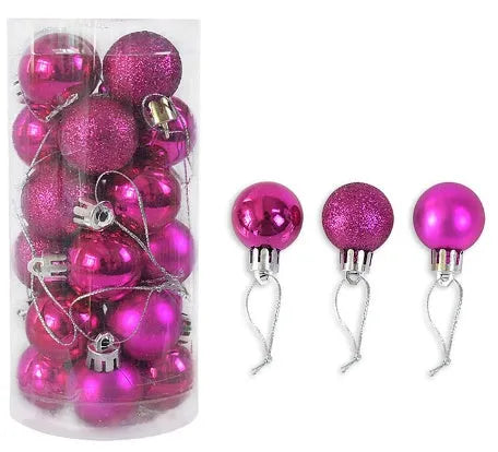 Gold, red, silver, blue, pink, purple, green, lake blue, bronze, and rose red 3cm electroplated Christmas tree baubles.