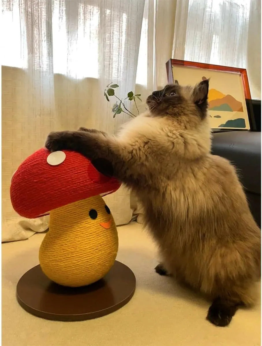 Foldable mushroom-shaped cardboard cat scratcher lounger for indoor claw grinding and furniture protection