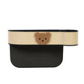 Leather car seat gap storage box with cartoon bear design hanging between vehicle seats