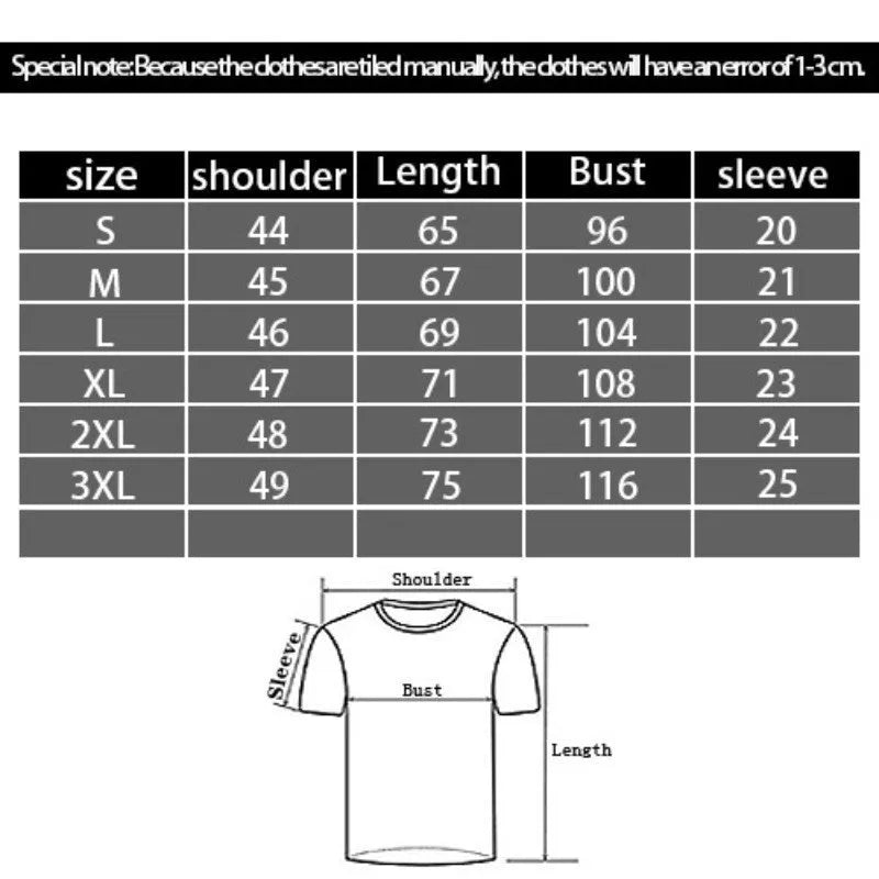 Men's black t-shirt with 3D digital printed cartoon pattern, loose fit with round neckline