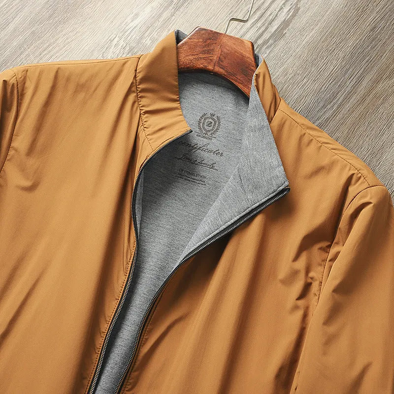 Men's stand collar business casual jacket in polyester-cotton blend available in four colours