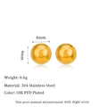 Stainless steel 18K gold-plated ball stud earrings in geometric round design