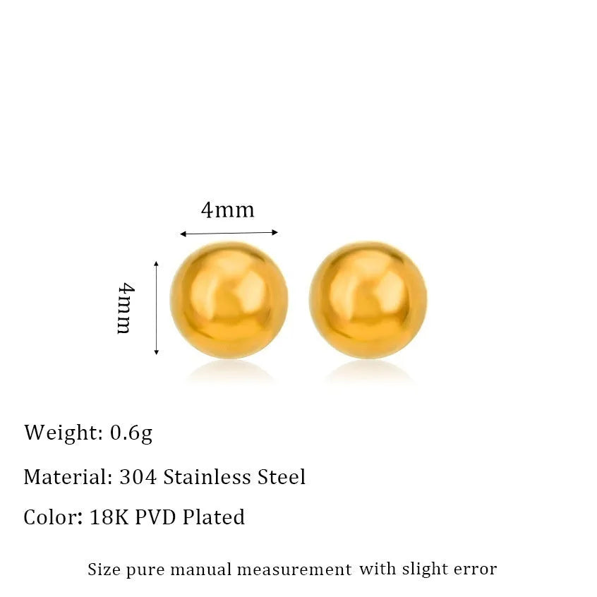 Stainless steel 18K gold-plated ball stud earrings in geometric round design