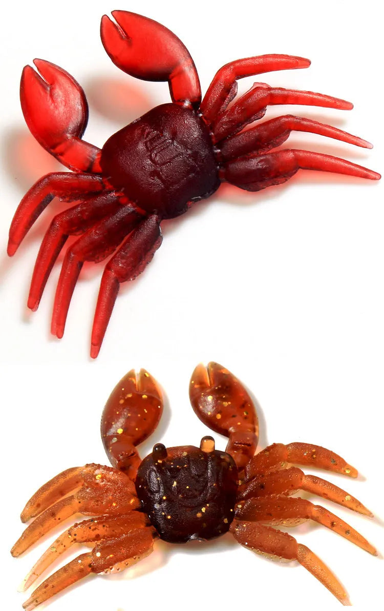 8cm PVC crab fishing lure in red or brown colour option for saltwater and freshwater fishing
