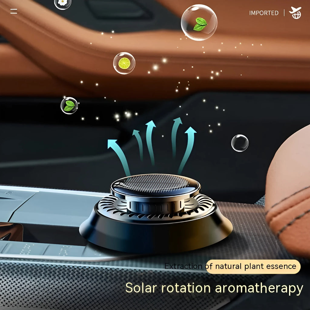 Solar car aromatherapy decoration with electromagnetic de-icing device on vehicle dashboard