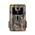 Compact camouflage outdoor Bluetooth hunting camera with infrared LEDs for night vision.