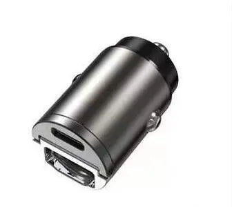 Mini black car cigarette lighter charger with PD and QC 3.0 ports
