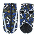 Thick reflective blue geometric pattern dog shell jacket on a large dog