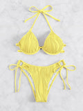 Women's steel bracket bikini swimsuit with split design in multiple colour options