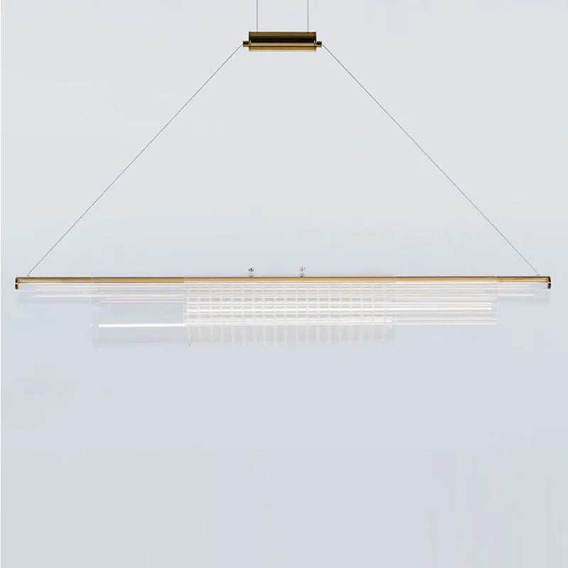 Minimalist modern glass pendant lamp with iron frame for restaurant bar lighting
