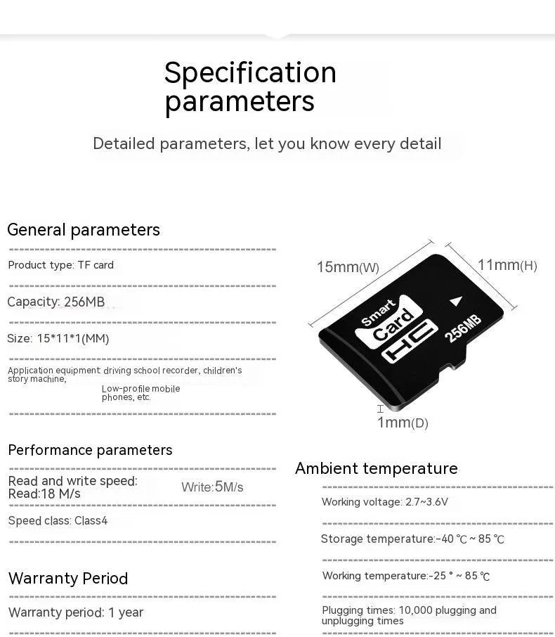 A single 256MB TF series memory card on a white background.