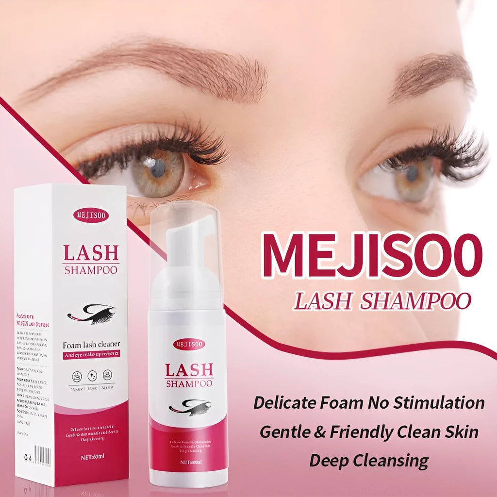 60ml bottle of lash shampoo mousse eyelash cleaning solution, 3.7cm by 13.5cm size