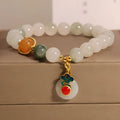 Ice jade women's bracelet with xiangyun peace jade buckle and pearl detailing