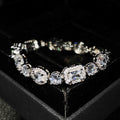 Women's geometric diamond bracelet with sterling silver and white gold plating
