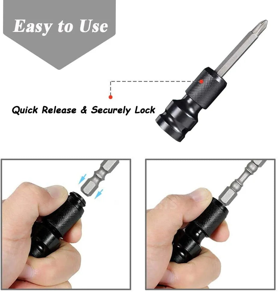 No. 45 steel scaling bit holder with telescopic sleeve and hexagonal handle for electric wrenches