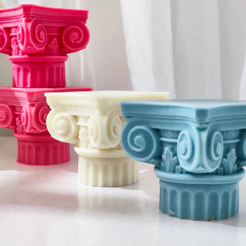 Roman pillar silicone mold for candle making and decorative crafts