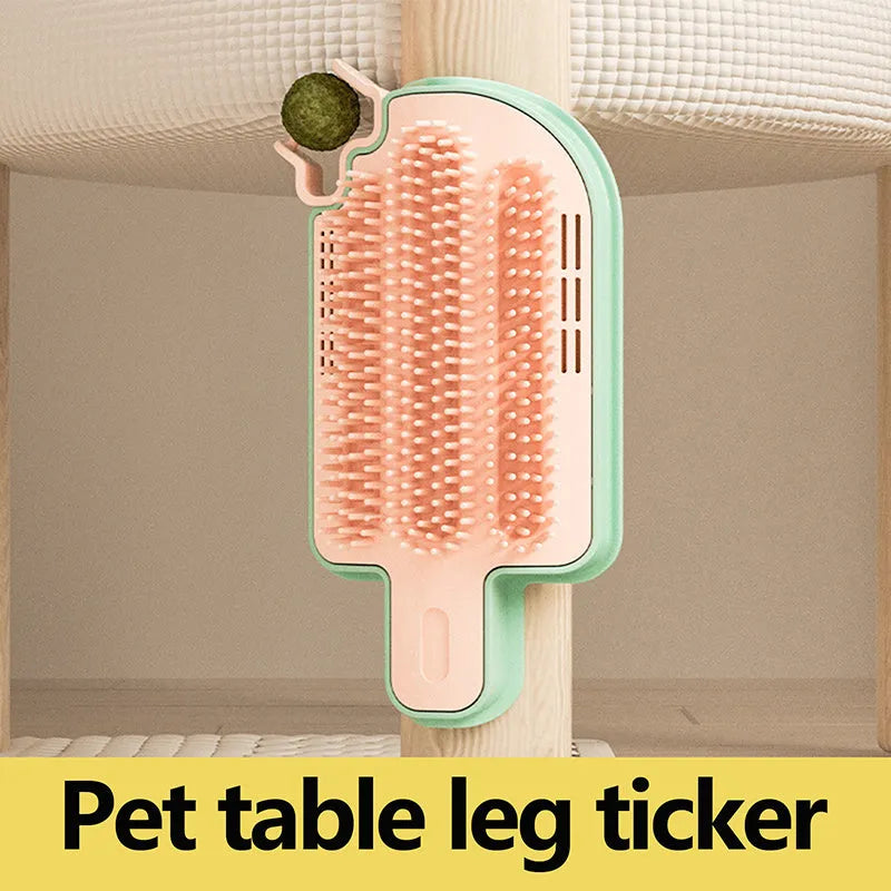 Ice cream shaped cat grooming toy with mint ball or feather attachment for scratching and play