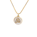 Copper bottle cap pendant necklace with 18K gold electroplating on 40cm box chain