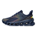 Men's casual breathable sports shoes in black with mesh upper, round toe, and front lace-up design