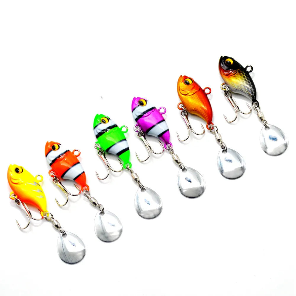 Metal sea fishing iron plate lure with rotating sequins in gold, black, and zebra pattern colour options