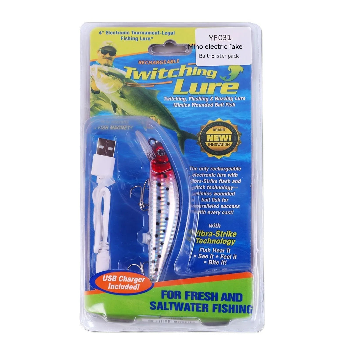 Floating Mino electric USB bait lamp with luminous simulation and colourful bait for freshwater fishing