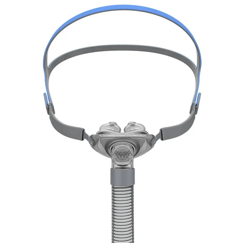 CPAP nasal pillow mask with silicone nose pads and thickened headband for sleep therapy