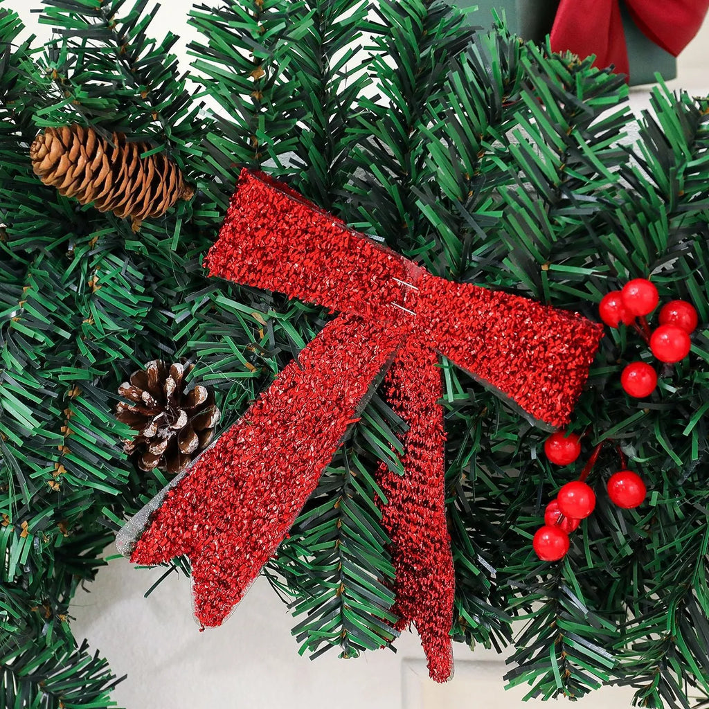 Rattan pine cone bow Christmas decorative showcase with European style design and PVC construction
